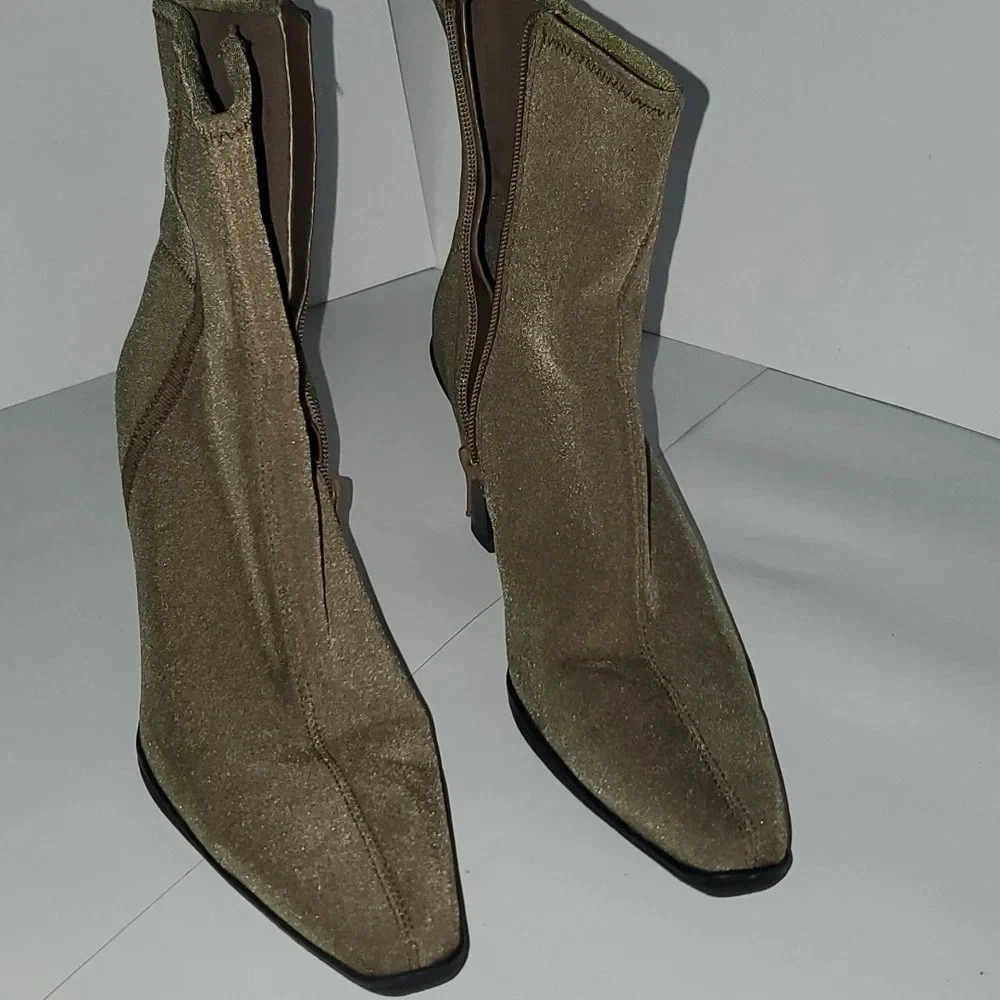 Apostrophe Womens Ankle Boot Heels Size 10M Beige Fabric Pointed Toe 'Naomi' - Picture 1 of 15
